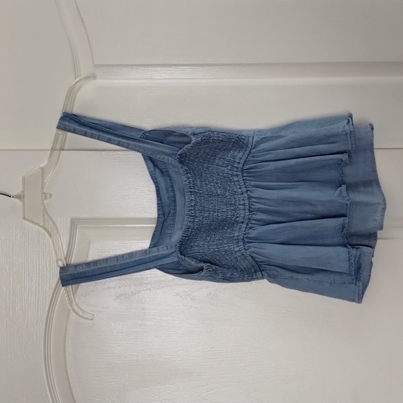 The impeccable pig tank top blouse denim blue chambray medium summer smocked - Picture 4 of 10